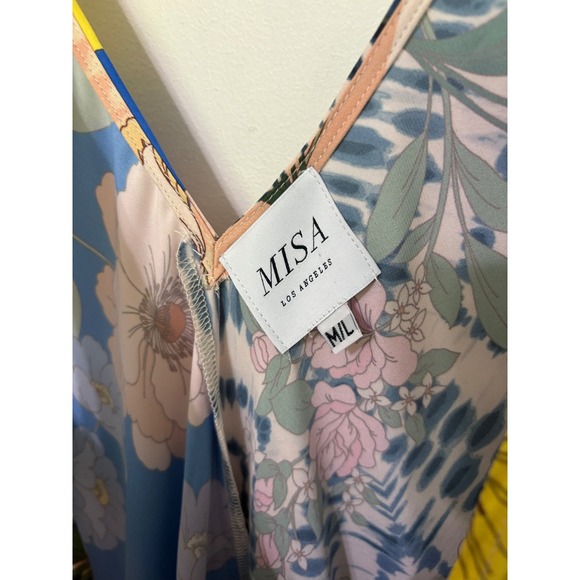MISA Los Angeles Floral Maxi Dress V Neck Sleeveless Summer Dress M/L - Picture 3 of 5